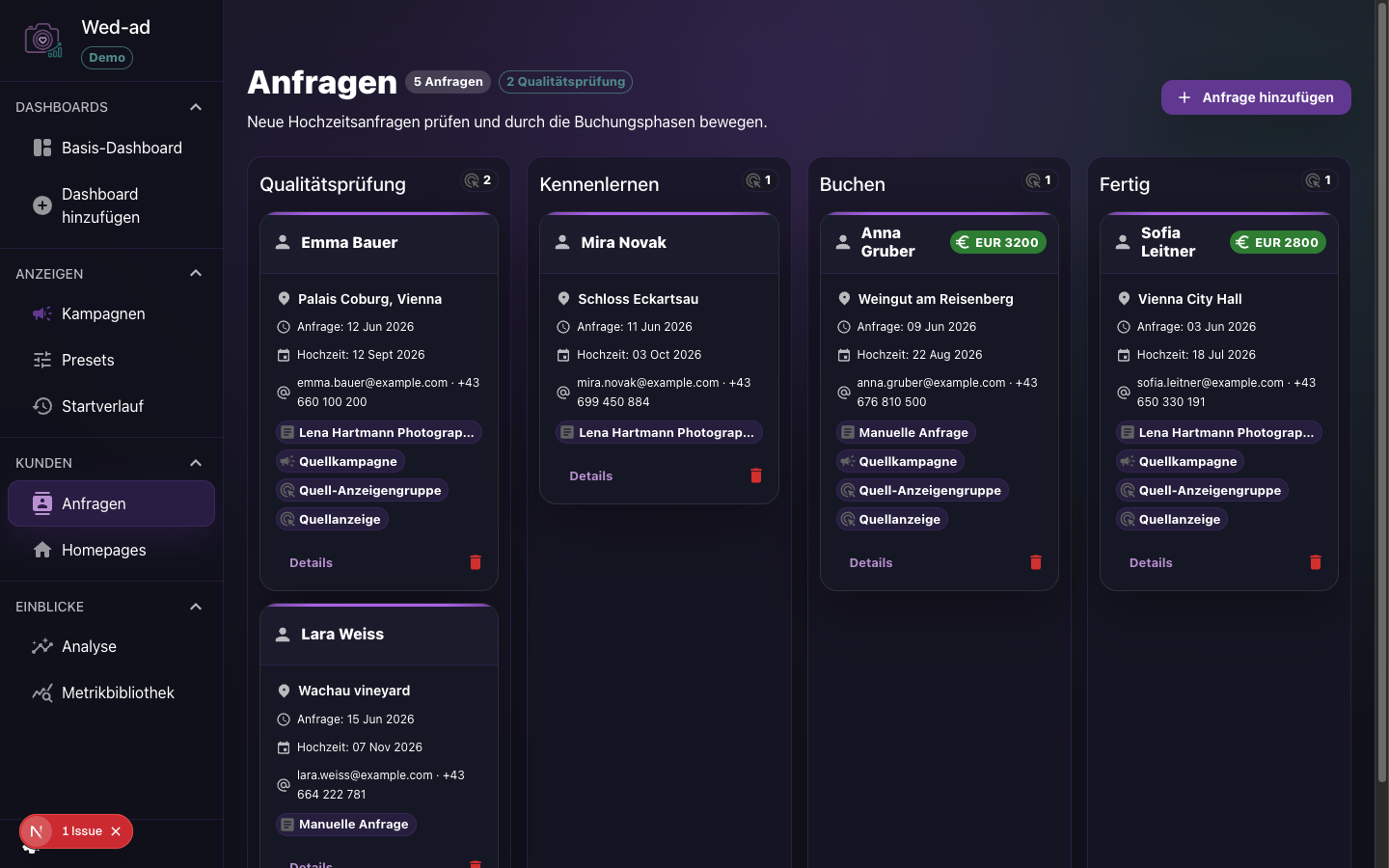 Wed-ad inquiry CRM screenshot